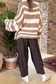 Made in Italy Big Softie Stripe Shortie Knit Toffee